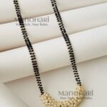 Diya Floral Pearl Mangalsutra with cluster pearl pendant and double-strand black bead chain for women