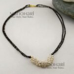 Diya Floral Pearl Mangalsutra with cluster pearl pendant and double-strand black bead chain for women
