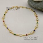Kiara Baroque Pearl Radiance Neckpiece featuring an artificial baroque pearl design, elegant gold polish, 20 cm length, and adjustable chain for a customised fit.