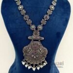 Aadhya Vintage Silver Heritage multicolour oxidised necklace with 23 cm length