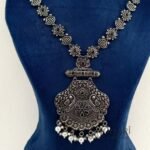 Aadhya Vintage Silver Heritage black oxidised necklace with 23 cm length