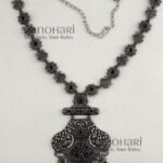 Aadhya Vintage Silver Heritage black oxidised necklace with 23 cm length