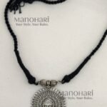 Nivara Tribal Silver Bead Heritage oxidised necklace with adjustable fit and 5 cm statement pendant