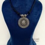 Nivara Tribal Silver Bead Heritage oxidised necklace with adjustable fit and 5 cm statement pendant