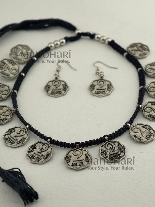 MN-NK-TRB-VAN-01_1 Vanya Banjara Tribal Heritage oxidised statement necklace with adjustable fit and matching earrings