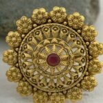 Aadhya Floral Grace adjustable ring with 4 cm floral face and antique gold finish for women