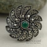 Anvika Bloom Artistry adjustable floral ring with 2.5 cm flower design face for women