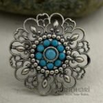 Navya Floral Elegance adjustable flower ring with 3 cm floral face design for women and girls