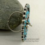Anvika Pearl Heritage Oxidised adjustable ring with 4 cm pearl and stone work statement face for women