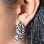 Coco Leaf Royale 4cm oxidised vintage earrings with elegant coconut leaf-inspired design from Manohari Style
