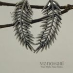 Coco Leaf Royale 4cm oxidised vintage earrings with elegant coconut leaf-inspired design from Manohari Style