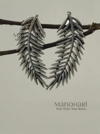 Coco Leaf Royale 4cm oxidised vintage earrings with elegant coconut leaf-inspired design from Manohari Style