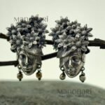 Elara Nature’s Grace 2.5 cm oxidised silver vintage earrings with nature-inspired design