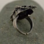 Elara Nature’s Grace 3 cm adjustable oxidised silver ring with nature-inspired vintage design